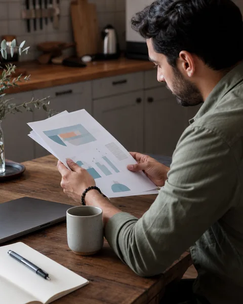 Founder reading a printed store audit report