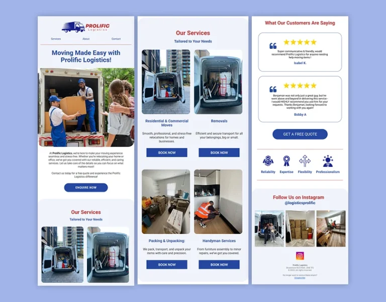 Klaviyo email template design for moving services